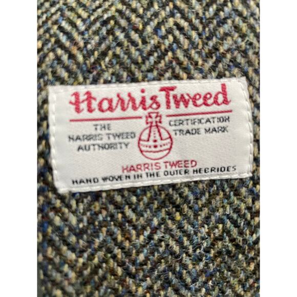 EUC - Vintage Harris Tweed Black, Blue, Green Scottish Herringbone Wool Blazer - Picture 5 of 7